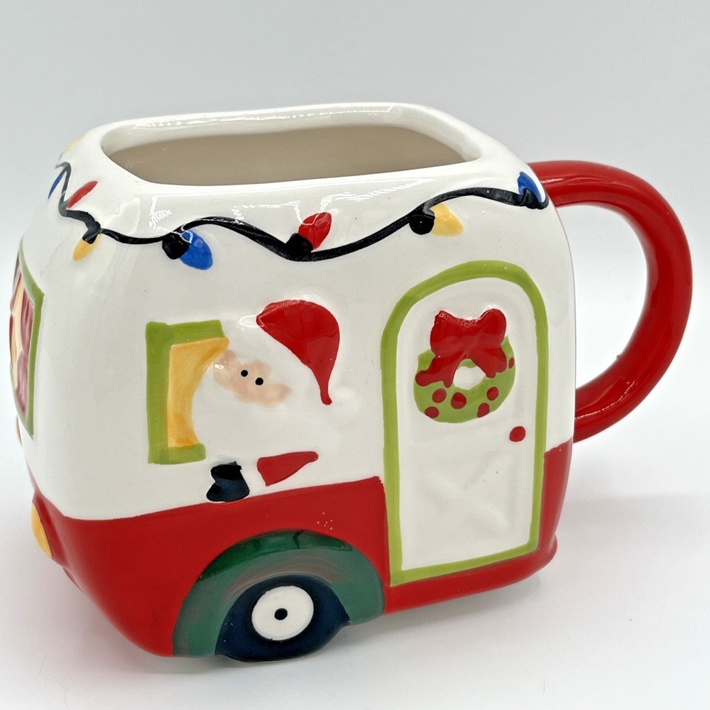 Christmas Retro Camper RV Travel Trailer Coffee Tea Mug Cup 4" x 6" planter‎